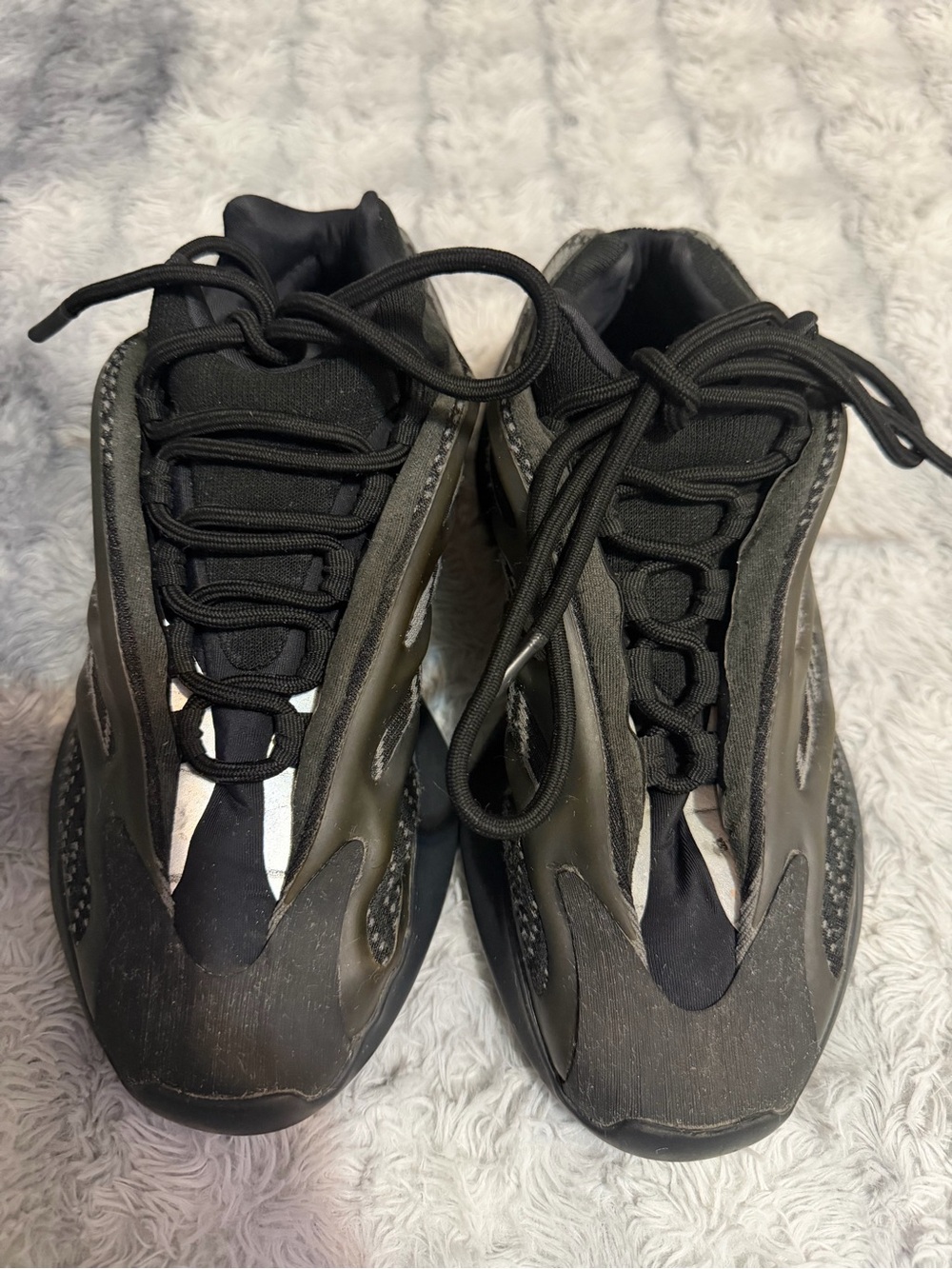adidas Men's Black and Olive Green Chunky Sneakers